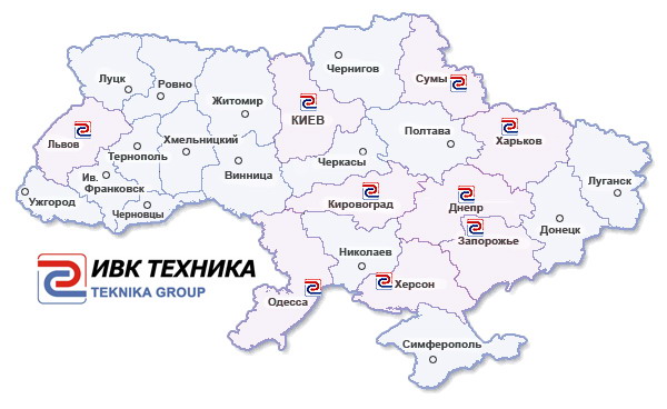 ТОВ фірма ІВК Техніка - філії на карті України